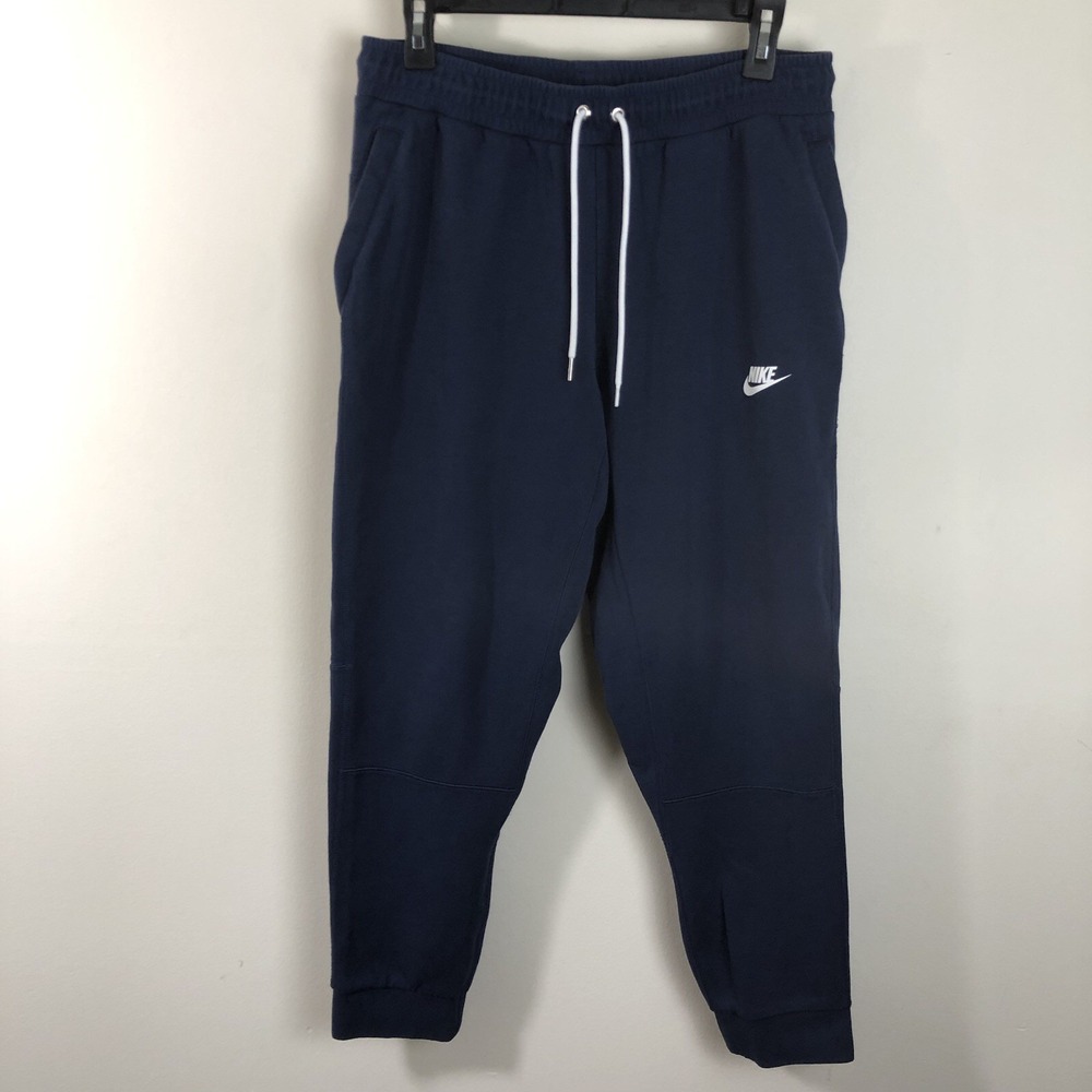 Nike Sportswear Cuffed Fleece Mens Size M Navy Blue Jogger Pants